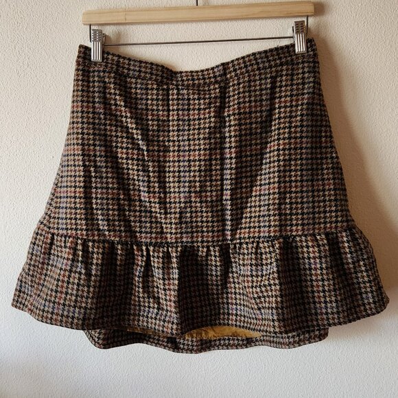 J. Crew Mercantile Houndstooth Flared Mini Skirt - Picture 1 of 6